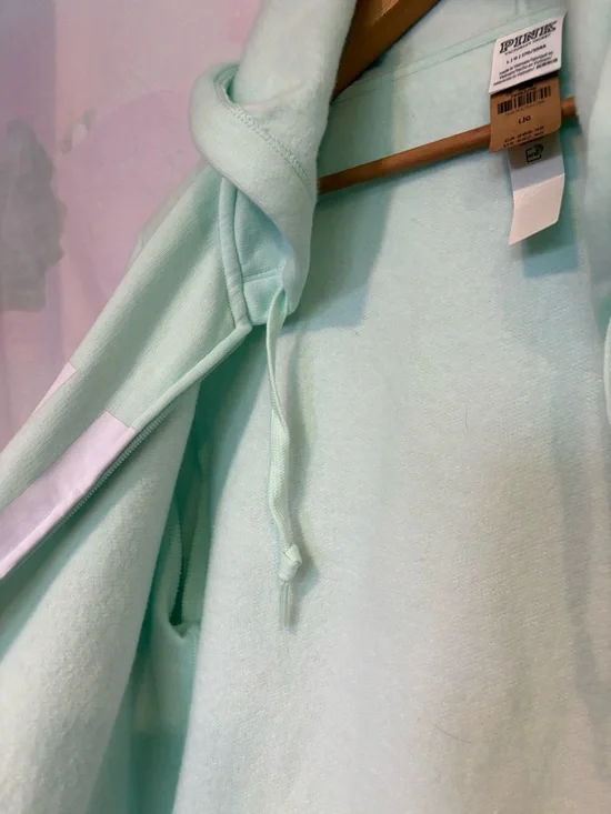 NWT Victoria's Secret PINK Mint Green Hoodie Sweater NEW Size Large L Casual Fun - Picture 6 of 8
